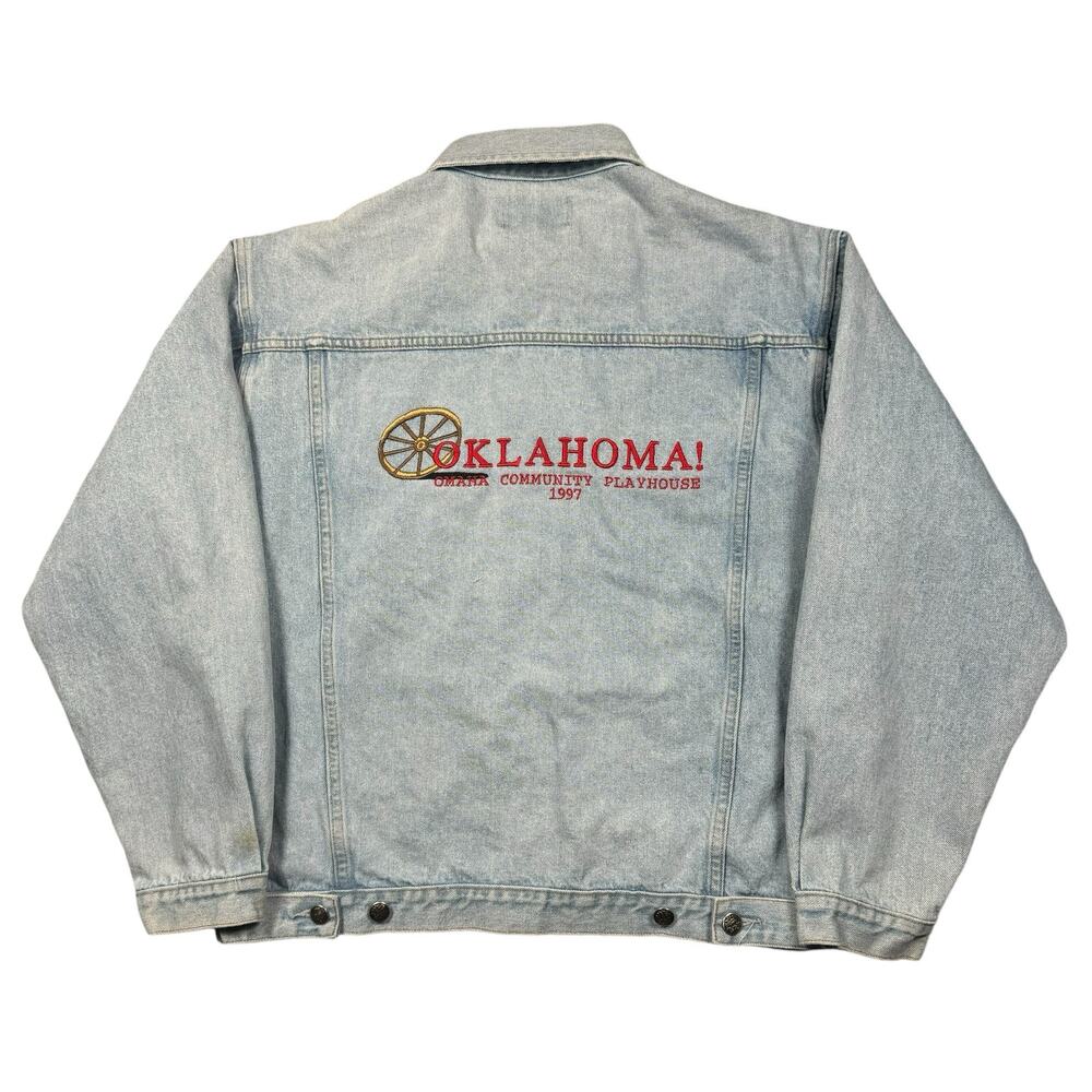 Vintage Denim Jacket Men's Large 90s Lightwash Oklahoma Omaha Jean Most‎ Wanted